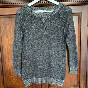 NSF Cashmere crewneck pullover double knit charcoal grey and white size Large